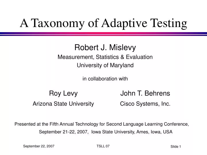 a taxonomy of adaptive testing