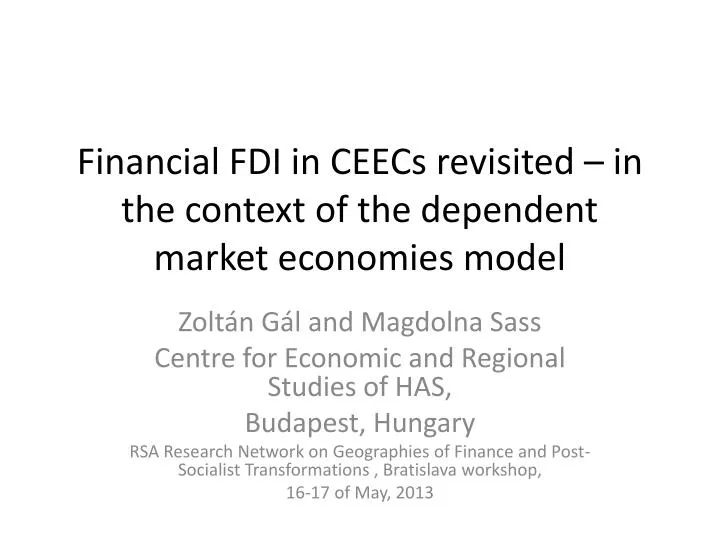 financial fdi in ceecs revisited in the context of the dependent market economies model