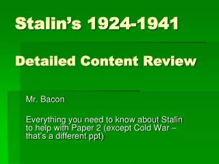 Stalin’s 1924-1941 Detailed Content Review