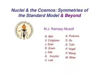 Nuclei &amp; the Cosmos: Symmetries of the Standard Model &amp; Beyond
