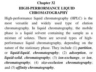 Chapter 32	 HIGH-PERRORMANCE LIQUID CHROMATOGRAPHY