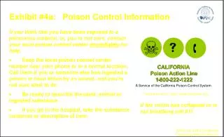Exhibit #4a: Poison Control Information