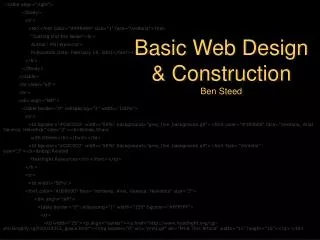 Basic Web Design &amp; Construction Ben Steed
