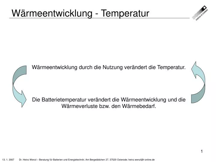 w rmeentwicklung temperatur