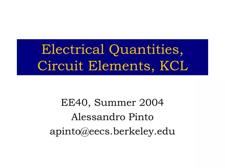 electrical quantities circuit elements kcl