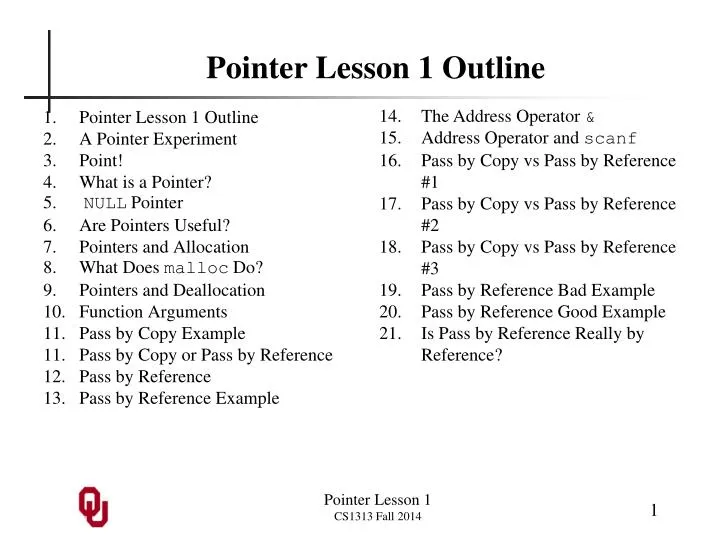 pointer lesson 1 outline