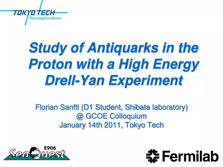 study of antiquarks in the proton with a high energy drell yan experiment