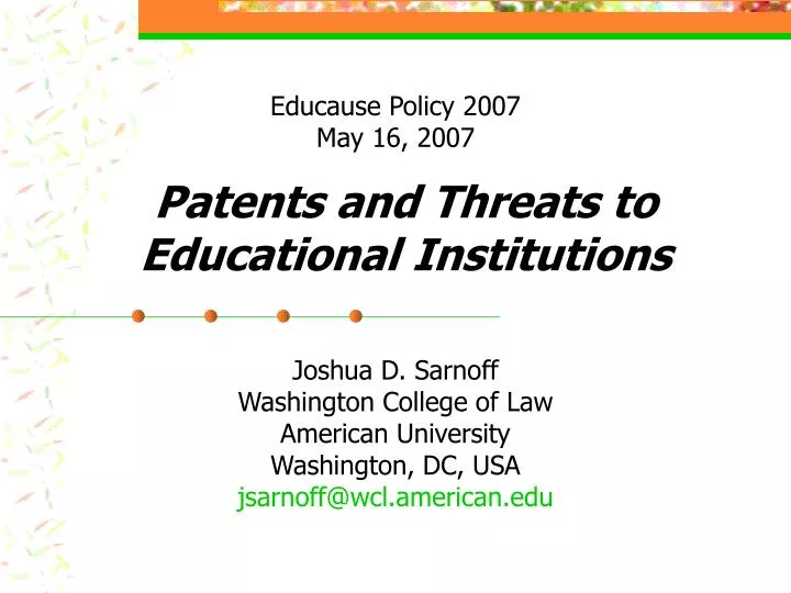 patents and threats to educational institutions