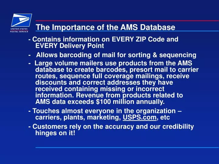 the importance of the ams database