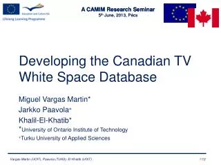 Developing the Canadian TV White Space Database