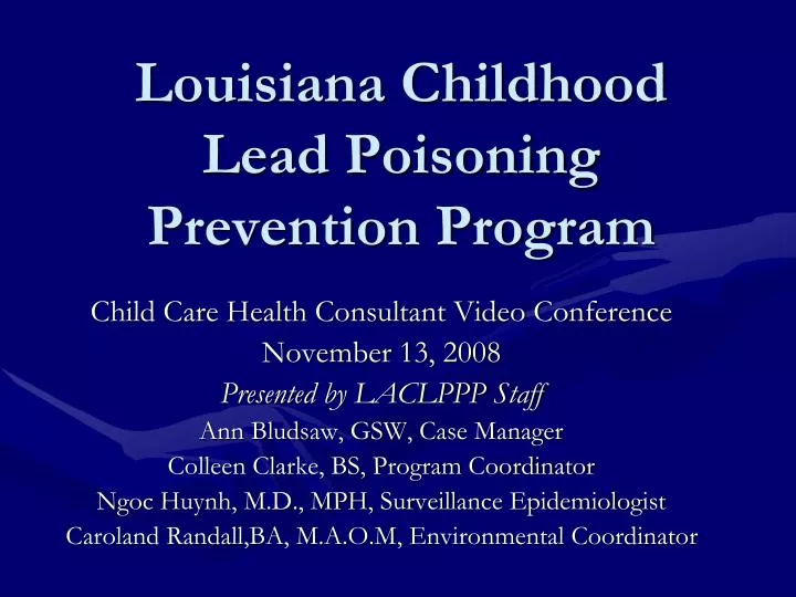 louisiana childhood lead poisoning prevention program