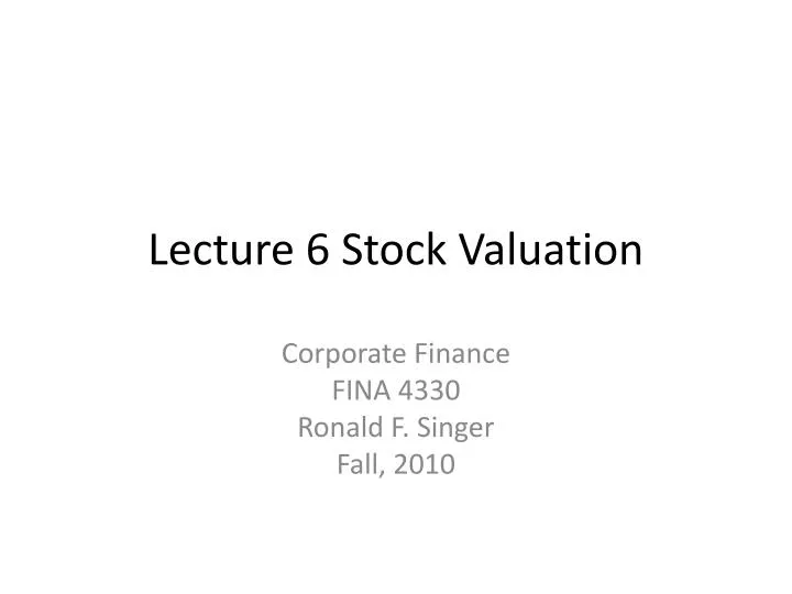 lecture 6 stock valuation