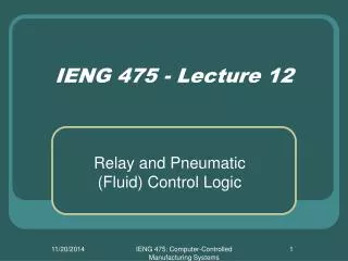 IENG 475 - Lecture 12