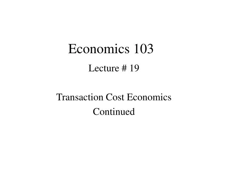 economics 103