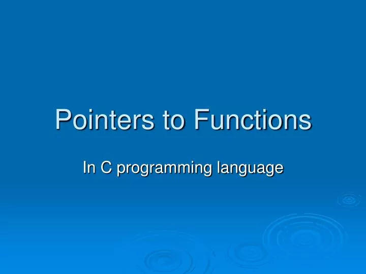 pointers to functions