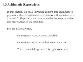 4.3 Arithmetic Expressions