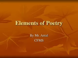 Elements of Poetry