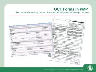 OCF Forms in PMP