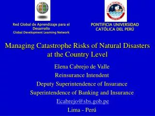 Managing Catastrophe Risks of Natural Disasters at the Country Level