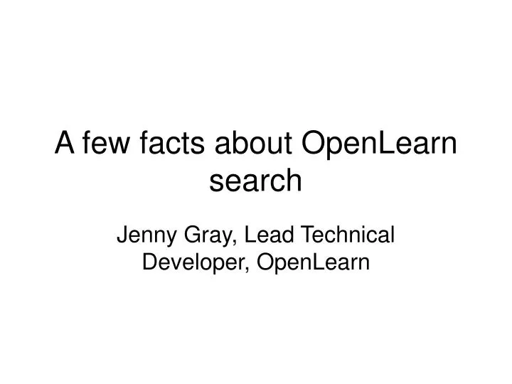 a few facts about openlearn search