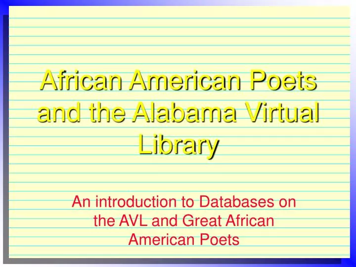 african american poets and the alabama virtual library