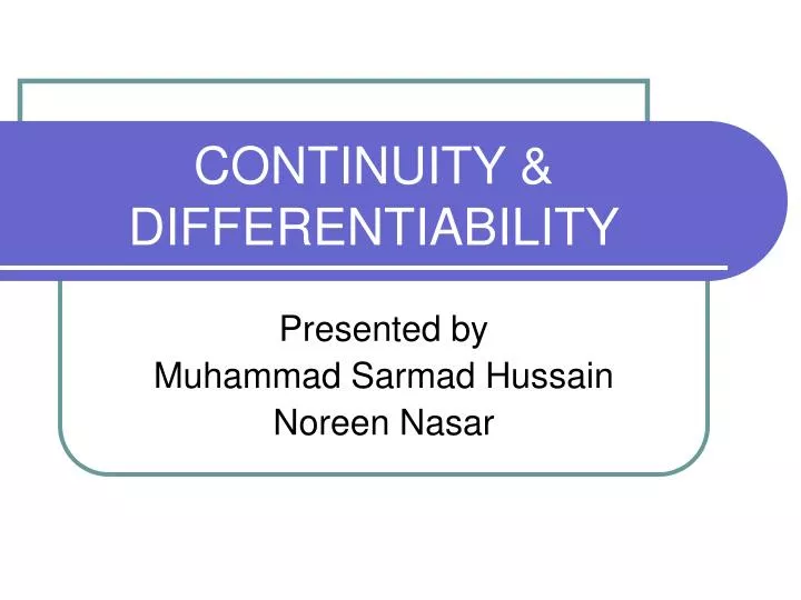 continuity differentiability