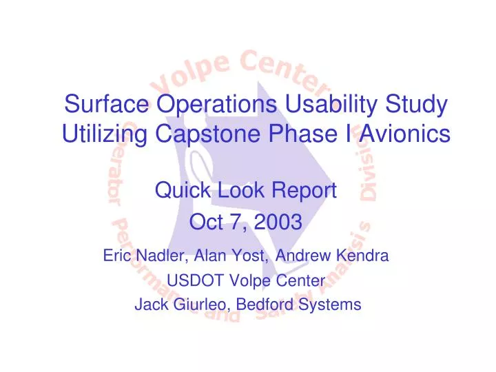 surface operations usability study utilizing capstone phase i avionics