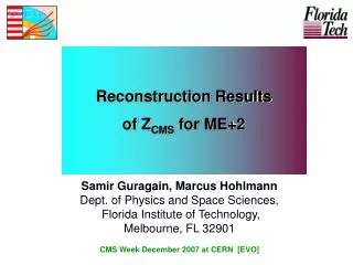 Reconstruction Results of Z CMS for ME+2