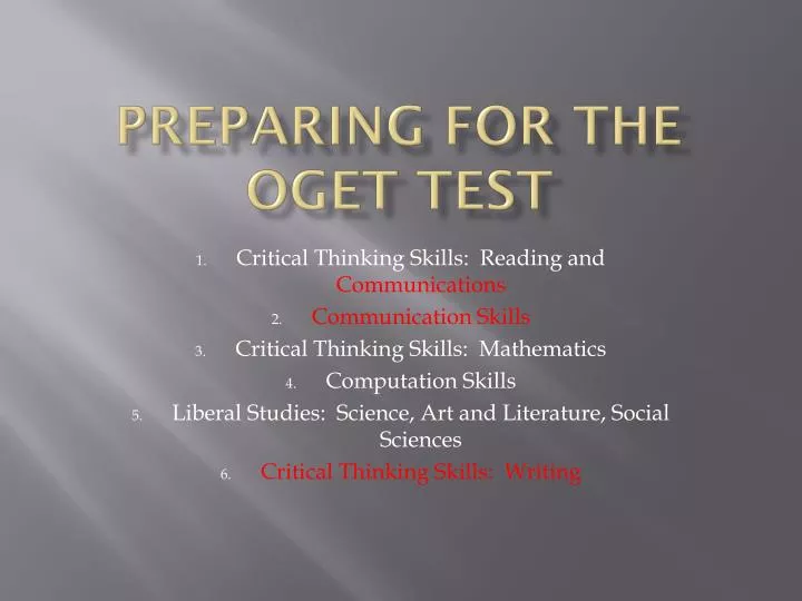 preparing for the oget test