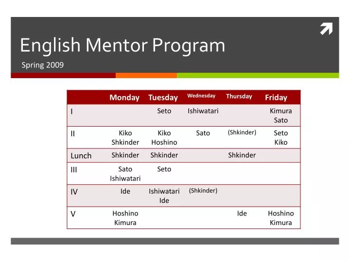 english mentor program