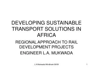 DEVELOPING SUSTAINABLE TRANSPORT SOLUTIONS IN AFRICA