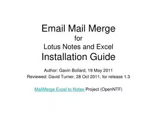 email mail merge for lotus notes and excel installation guide
