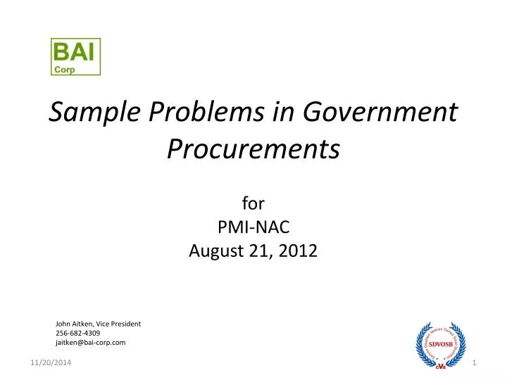 sample problems in government procurements