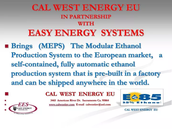 cal west energy eu in partnership with easy energy systems