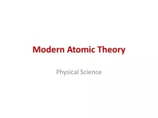 Modern Atomic Theory