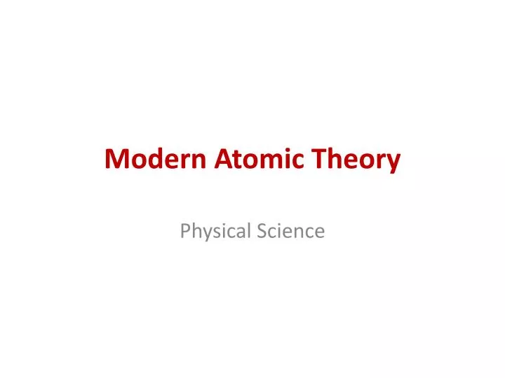 modern atomic theory