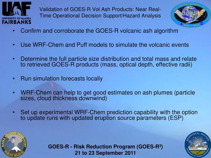 validation of goes r vol ash products near real time operational decision support hazard analysis