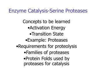 Enzyme Catalysis-Serine Proteases