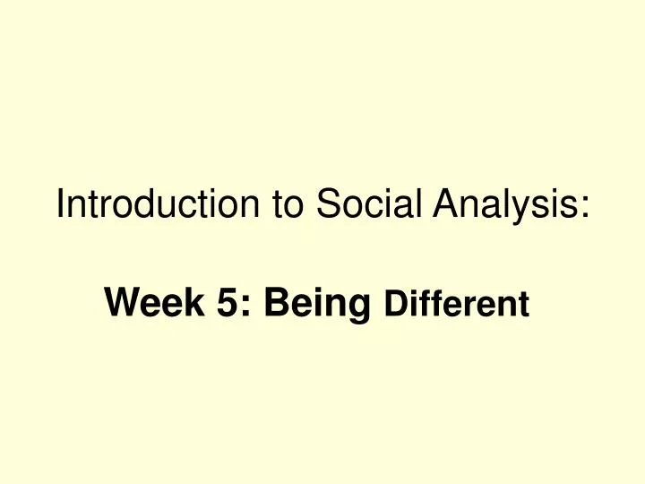 introduction to social analysis