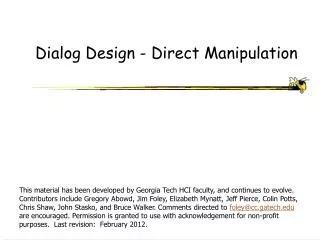 Dialog Design - Direct Manipulation
