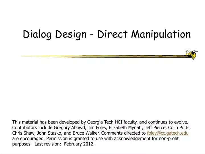 dialog design direct manipulation