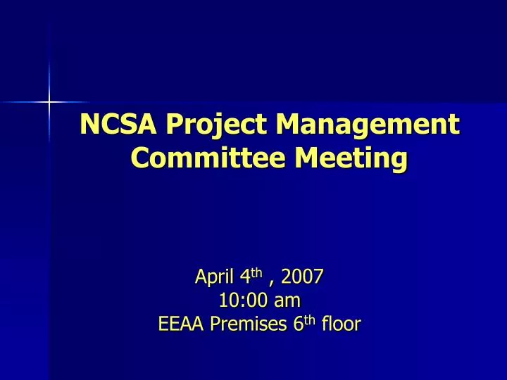 ncsa project management committee meeting