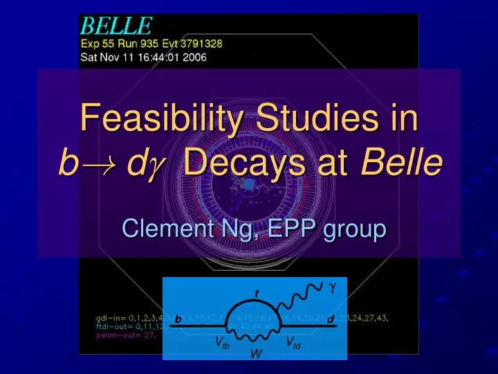 feasibility studies in b d decays at belle clement ng epp group