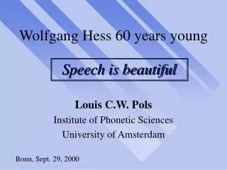 Wolfgang Hess 60 years young