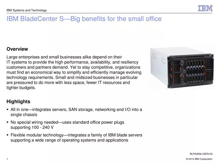 ibm bladecenter s big benefits for the small office