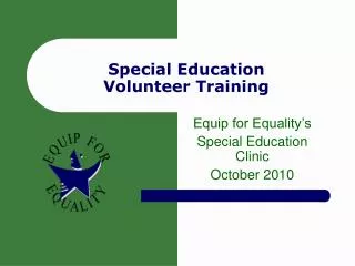 Special Education Volunteer Training