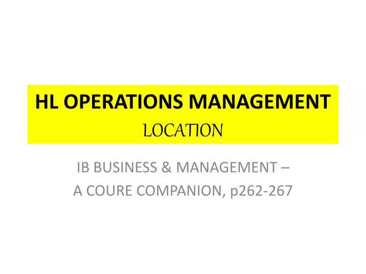 hl operations management location