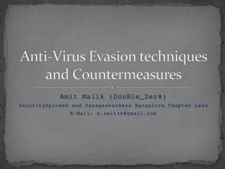 anti virus evasion techniques and countermeasures