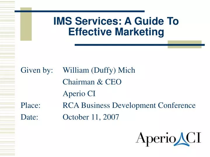 ims services a guide to effective marketing