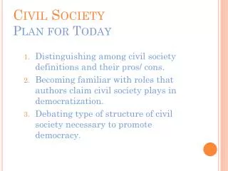 Civil Society Plan for Today